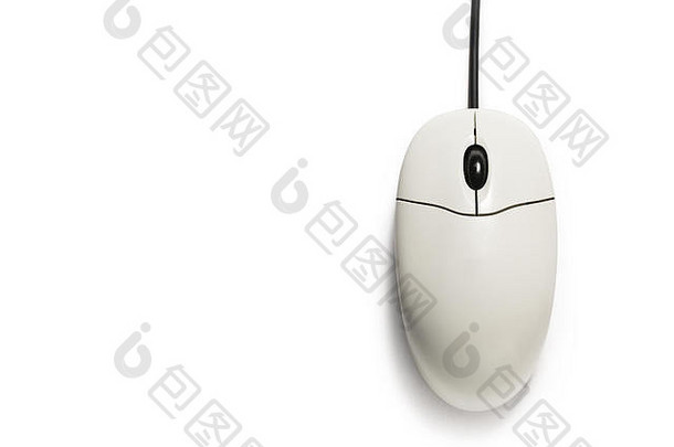 特写中白色背景上的电脑鼠标
