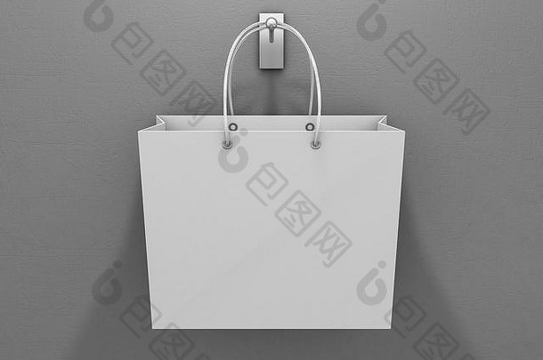空购物袋用于广告和品牌推广。三维渲染