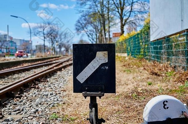 控制杆方向指示器跟踪铁路行运费火车工业区域柏林德国