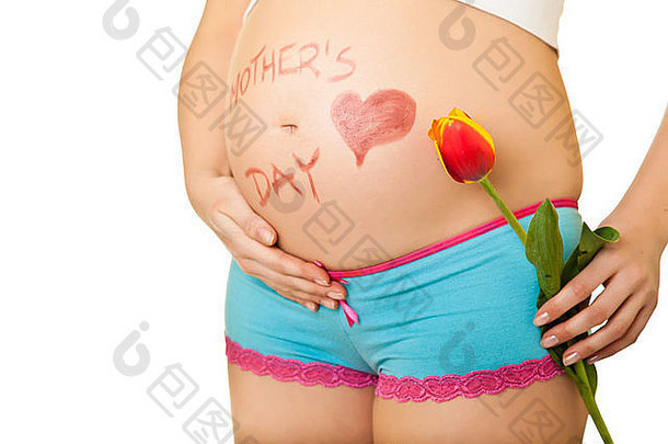 孕妇腹部特写母亲节概念