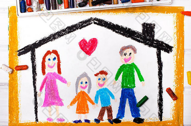 彩绘：幸福家庭在家