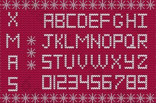 针织一年圣诞节字母框架雪花一年勃艮第背景白色针织字母织物圣诞节一年可控硅