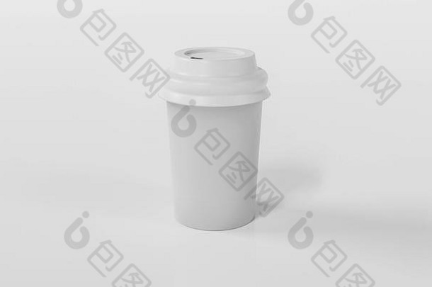 白色外卖咖啡热杯孤立的白色背景渲染插图