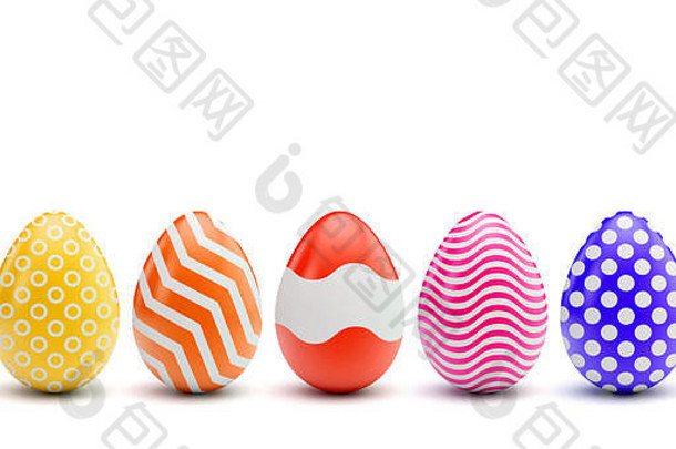 行复活节鸡蛋色彩鲜艳的装饰模式
