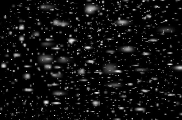 夜空中飘落的雪花。圣诞节的魔力，背景是背景，抽象