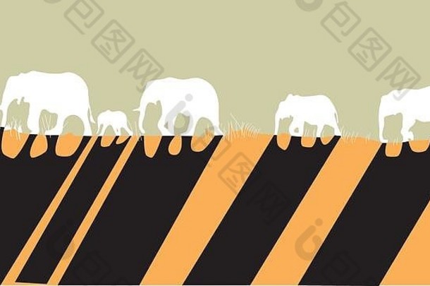 轮廓大象图标平游戏设计交叉非洲