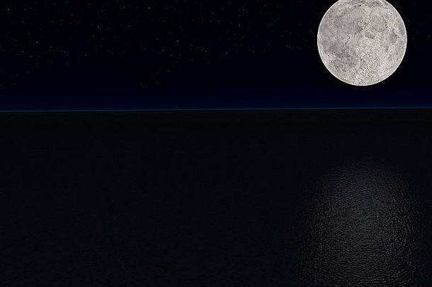 夜晚美丽的满月图片3d插图