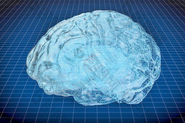 人工智能技术概念与人脑、3D渲染