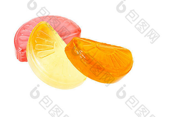 果酱柠檬、橘子和葡萄柚部分分离到白色