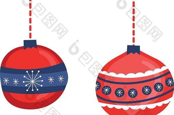 悬挂装饰图标的圣诞球