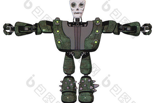 机器人元素人形脸面具骨架战争油漆重上胸部重机械胸部绿色电缆套接字数组光腿