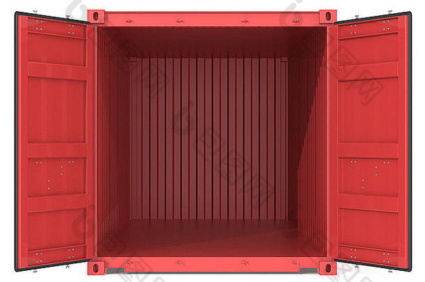 红色的货物容器开放门前面视图