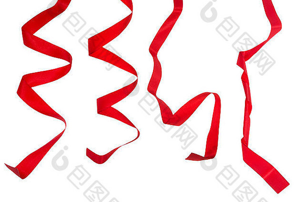 集合形状的红色的丝带孤立的白色背景