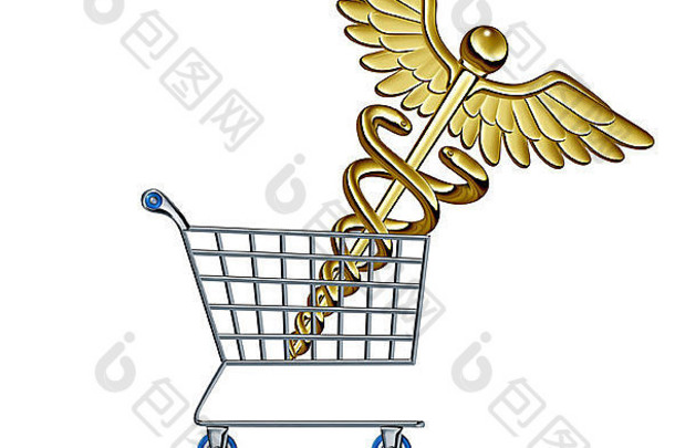 购买健康保险，用购物车和caduceus图标为家人选择合适的医疗保障计划
