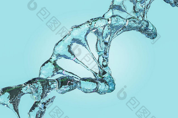 DNA链。抽象的科学背景。美丽的幻觉。生物技术、生物化学、遗传学和医学概念。三维渲染