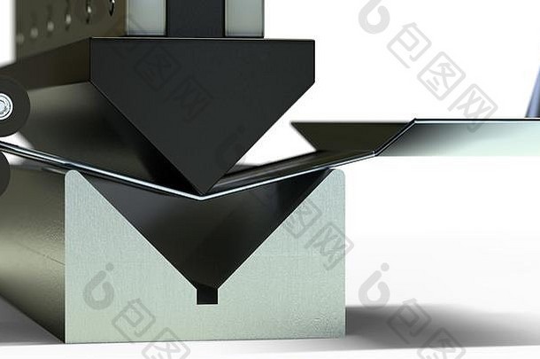 折弯金属板，折弯机3d渲染