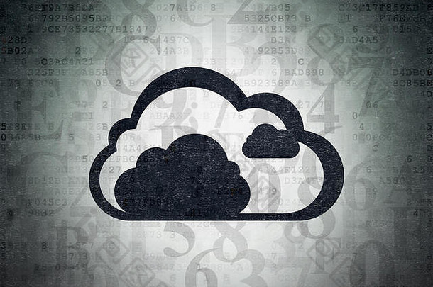 云技术概念：数字数据纸背景下的云