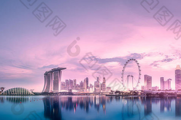 新加坡的商业区和滨海湾