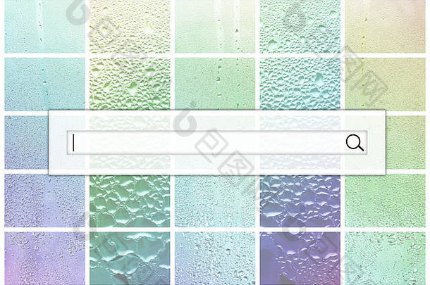搜索场位于前拼贴画片段玻璃装饰雨滴冷凝物彩虹颜色
