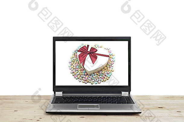 礼物盒子折纸幸运的星星移动PC屏幕孤立的白色背景