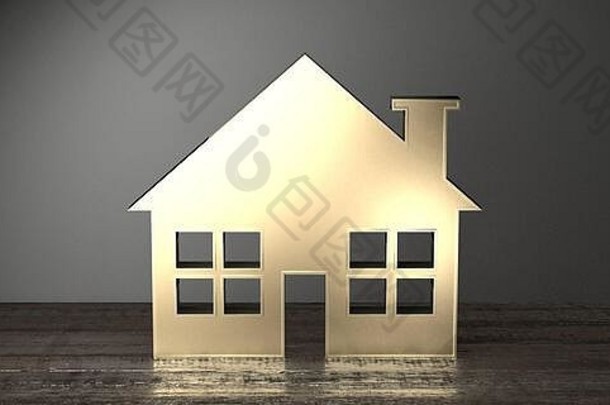 房屋形状-非常适合房地产/抵押贷款/房屋销售等主题-3D渲染