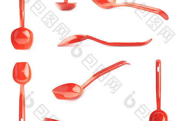 红色塑料厨房勺