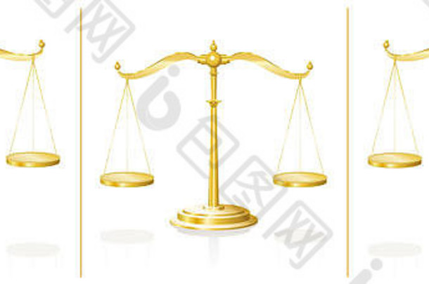 刻度-平衡和不平衡的平底锅-相等和不相等的重量-白色背景上的插图。