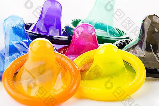 彩色避孕套特写