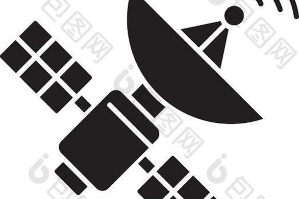 空间卫星黑色的字形图标
