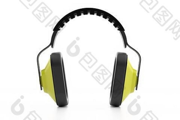 耳朵听力保护工作安全齿轮概念耳朵保护者孤立的白色背景个人保护工业设备幻影