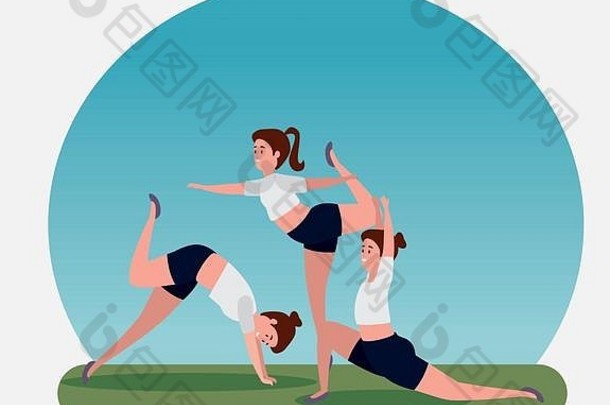 女子瑜伽冥想平衡训练