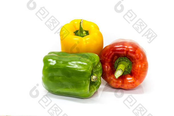 <strong>白</strong>底彩色<strong>辣椒</strong>、新鲜蔬菜、甜椒或甜椒