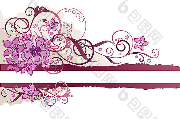 粉色和奶油色花卉横幅，带有文本空间