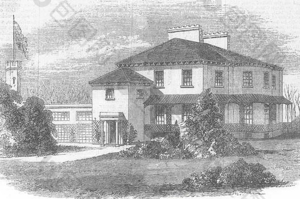 1861年，道格拉斯，IOM维拉马里纳，新政府所在地。图文并茂的伦敦新闻