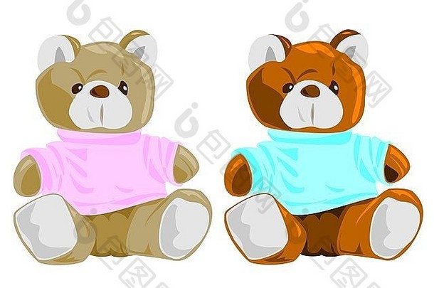 泰迪熊，男孩和女孩（两种颜色）。
