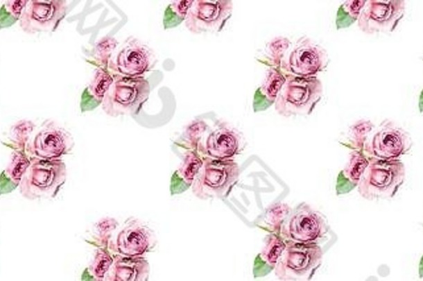 粉红色玫瑰花束做成的图案。节日横幅设计。