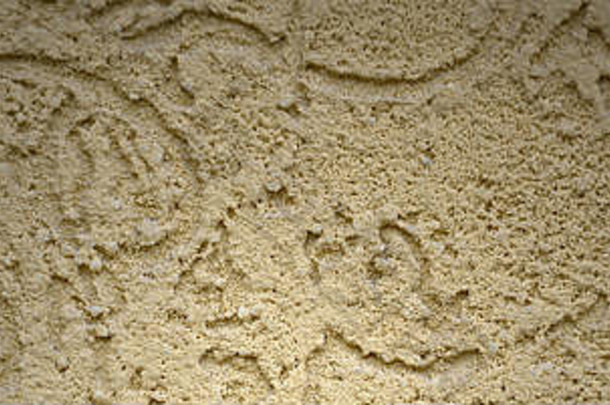 树皮甲虫风格的米色装饰灰泥的纹理。俄罗斯外墙装饰的变化