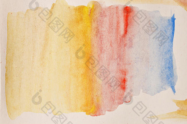 摘要背景黄色的红色的蓝色的水彩油漆画湿纸流水彩纸元素设计