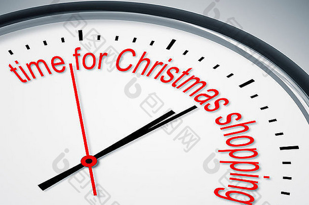 一个漂亮的时钟的图像，上面写着圣诞节购物的时间