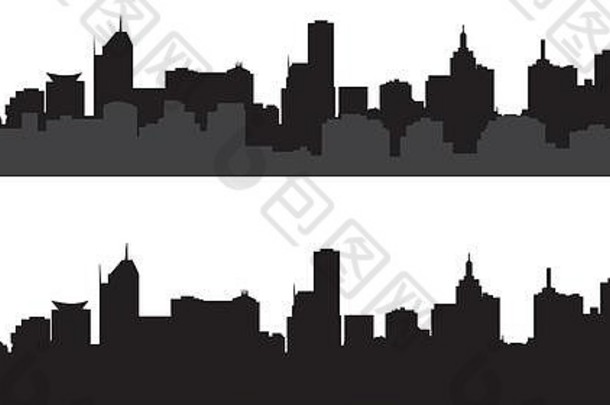 黑色和灰色的城市轮廓解读