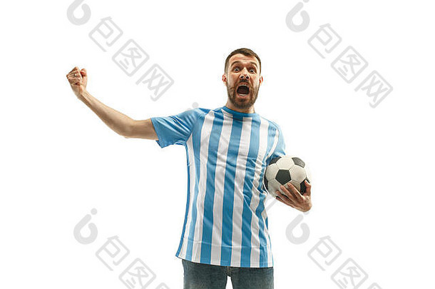 阿根廷球迷在白色背景上庆祝