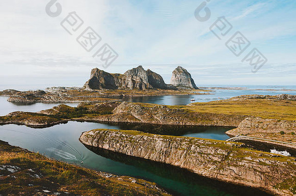 挪威景观traena岛屿旅行美丽的目的地令人惊异的自然地狱格兰风景