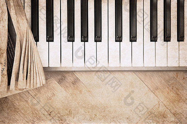 艺术作品古董风格fortepiano