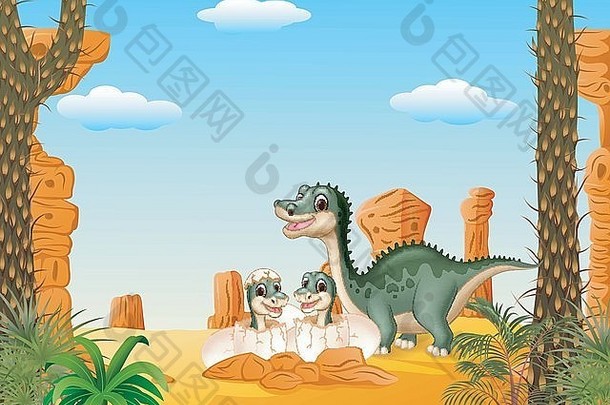 快乐恐龙妈妈与宝宝孵化