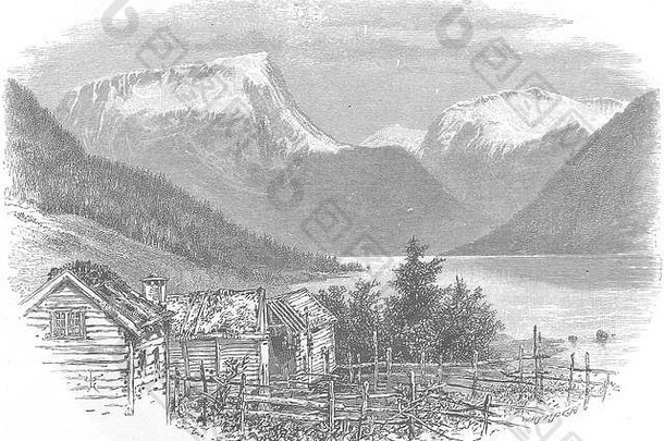 挪威：Re视图，Breimsvatn（Breimsvatnet），古董印刷品1890