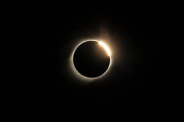 贝利的珠子效果钻石环效果总计太阳能eclipse智利令人惊异的视图太阳覆盖月亮整体