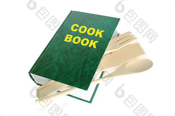 绿色烹饪书孤立的白色