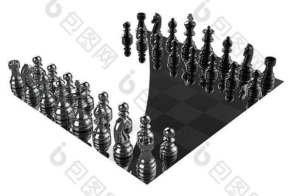 国际象棋董事会白色黑色的块铬董事会白色背景插图