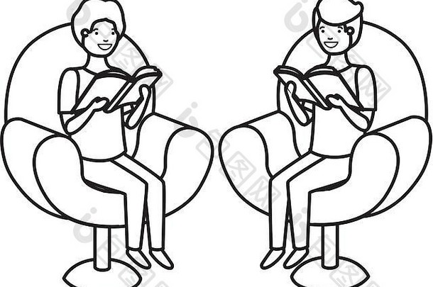 坐在沙发上的男人和书中的阿凡达角色