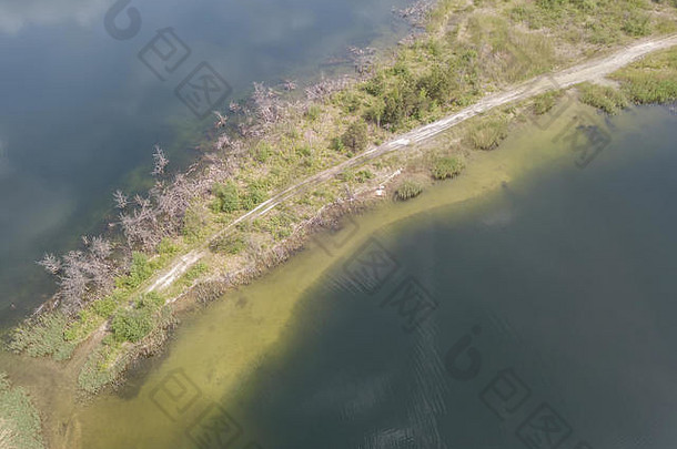 索里西湖无人机俯视图拉脱维亚